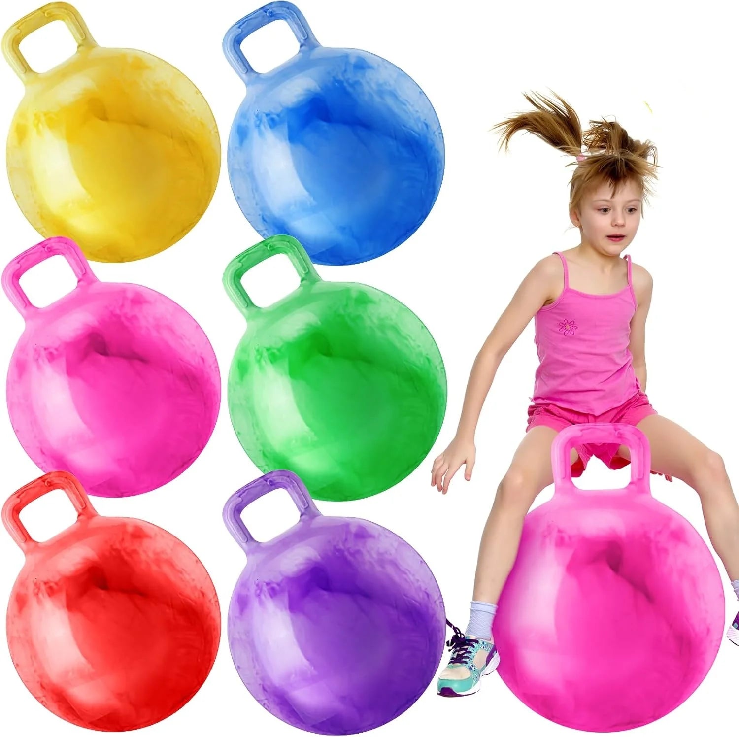 Grote Hopper Stuiterbal met Handvat – Springbal voor Kinderen 22"