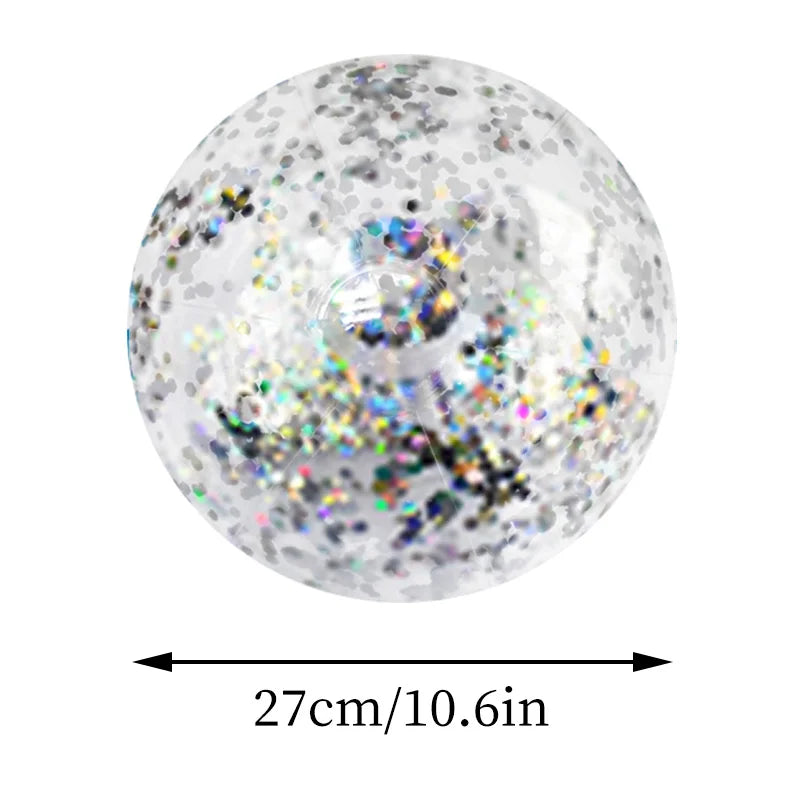 Jumbo Strandbal 16 Inch – Transparant met Glitters – Voor Kinderen
