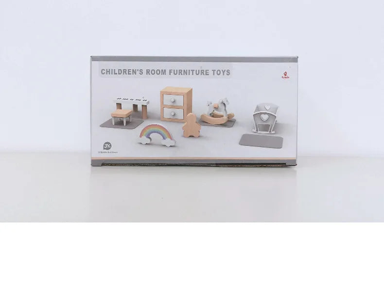 Modern Houten Poppenhuismeubilair – Keuken & Badkamer Set 3+