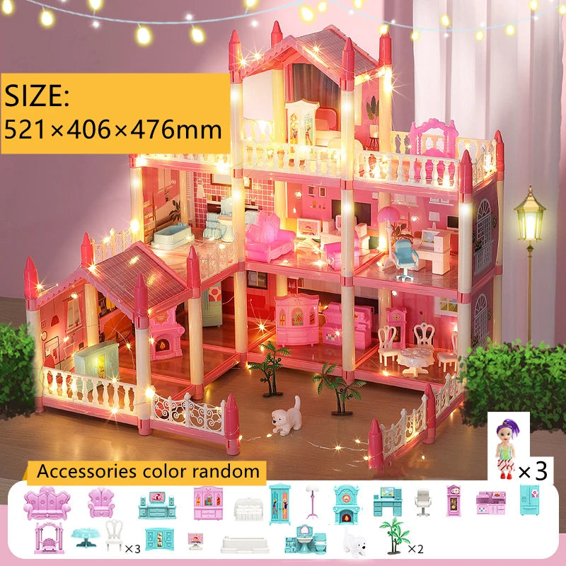 3D DIY Poppenhuis Set – Miniaturen met Meubels & LED Verlichting