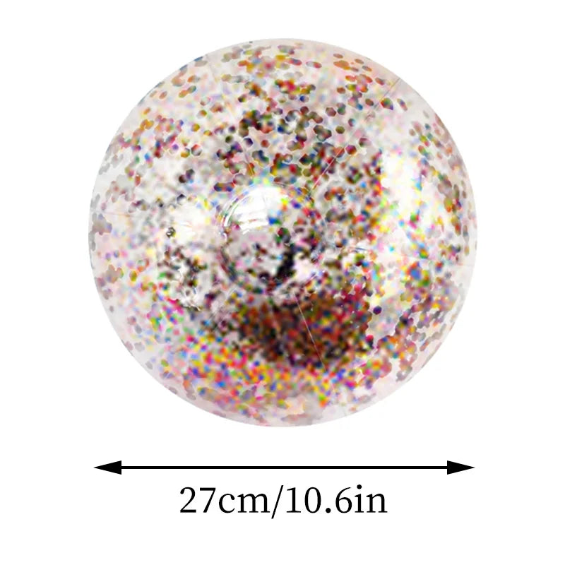 Jumbo Strandbal 16 Inch – Transparant met Glitters – Voor Kinderen
