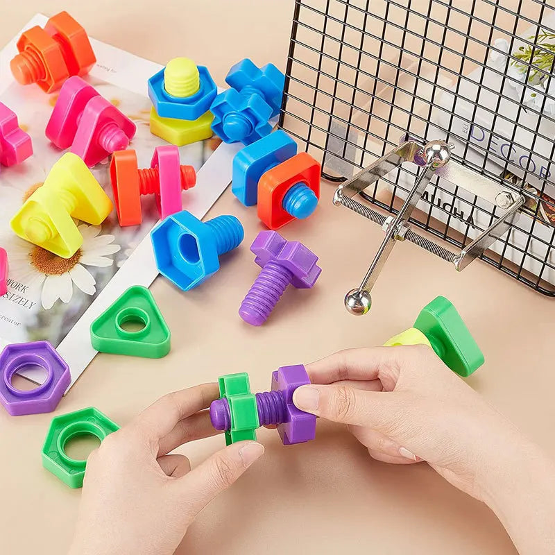 Bouwset met Plastic Moeren en Bouten – Educatief Constructiespeelgoed