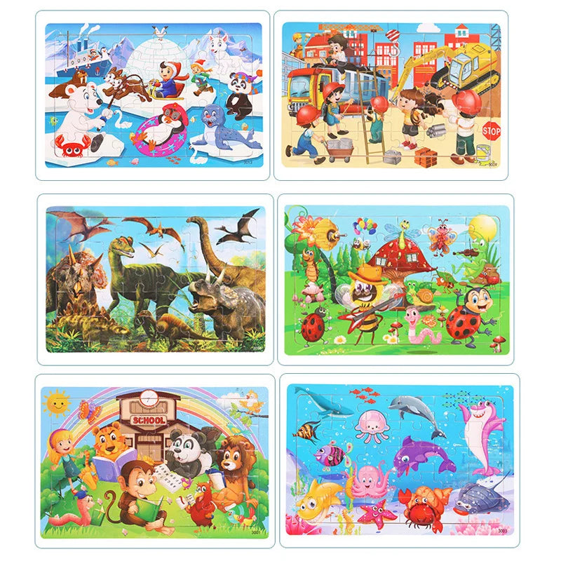 Montessori 3D Houten Puzzel – 30 Stuks Dierenbouwspel (3-6 jaar)