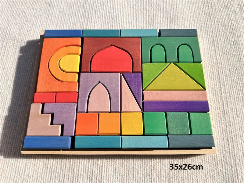 Grote Houten Regenboogblokken – Limoengroen | Montessori Blokken (4+)