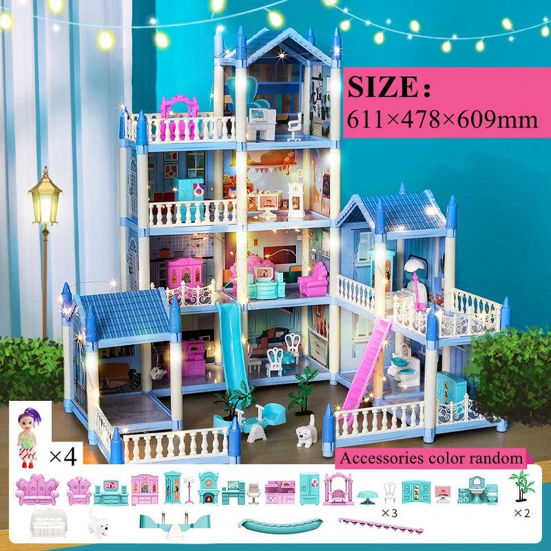 3D DIY Poppenhuis Set – Miniaturen met Meubels & LED Verlichting