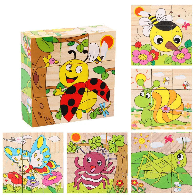 Montessori Houten Blokkenpuzzel – Educatief Babyspeelgoed 4-6 Jaar