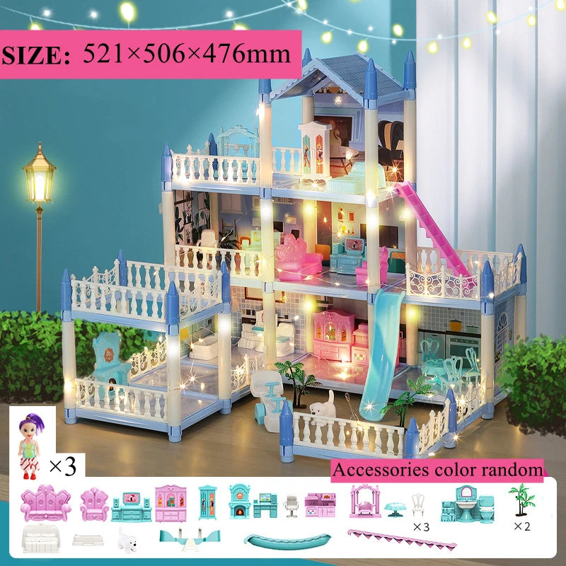 3D DIY Poppenhuis Set – Miniaturen met Meubels & LED Verlichting