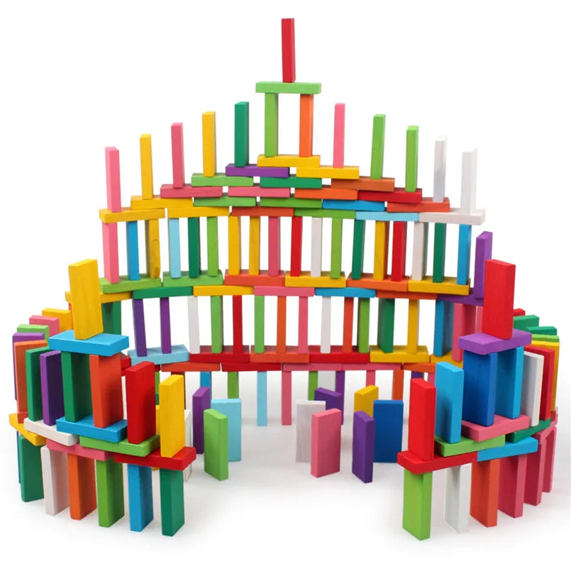Regenboog Houten Domino Set – Montessori Speelgoed (120/240 stuks)