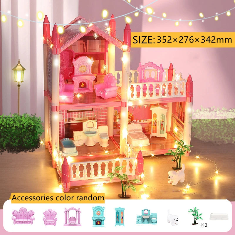 3D DIY Poppenhuis Set – Miniaturen met Meubels & LED Verlichting
