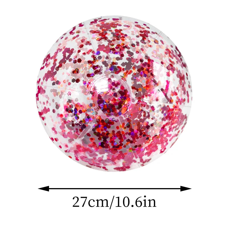 Jumbo Strandbal 16 Inch – Transparant met Glitters – Voor Kinderen
