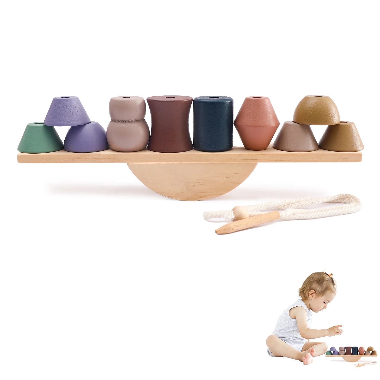 Montessori Zintuiglijk Stapelspeelgoed – Houten Baby Speelgoed (0-3 jaar)