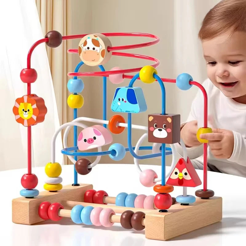 Montessori Houten Achtbaan Kralen – Educatief Baby Speelgoed