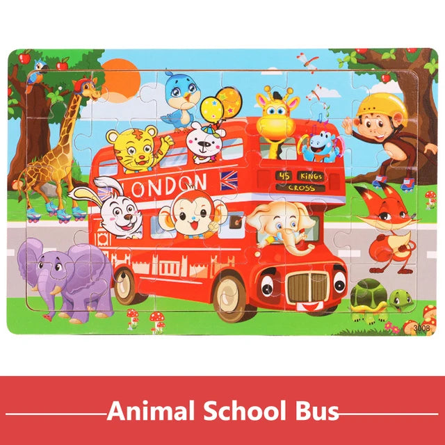 Montessori 3D Houten Puzzel – 30 Stuks Dierenbouwspel (3-6 jaar)