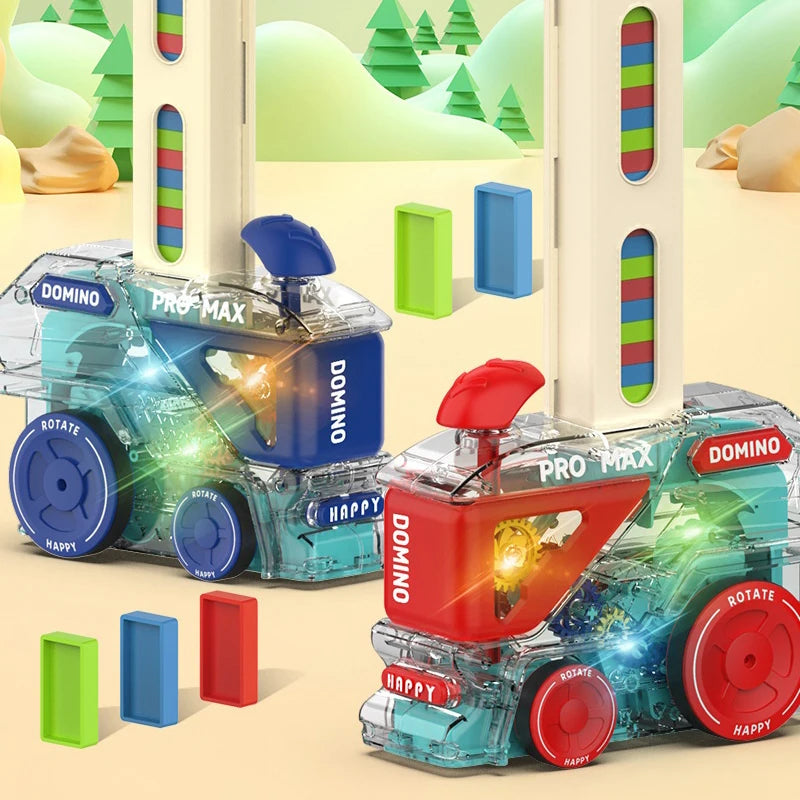 Automatische Dominotrein met 60 Stuks – Montessori Speelgoed Kind