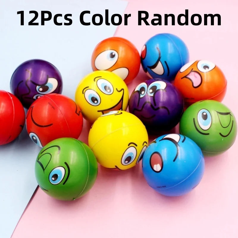 Set van 12 Anti-Stress Ballen met Lachgezicht – Voor Kinderen & School