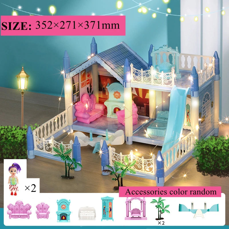3D DIY Poppenhuis Set – Miniaturen met Meubels & LED Verlichting