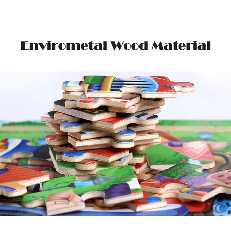 3D Houten Dierenpuzzel – 20 Stuks Cartoon Speelgoed (3-6 jaar)