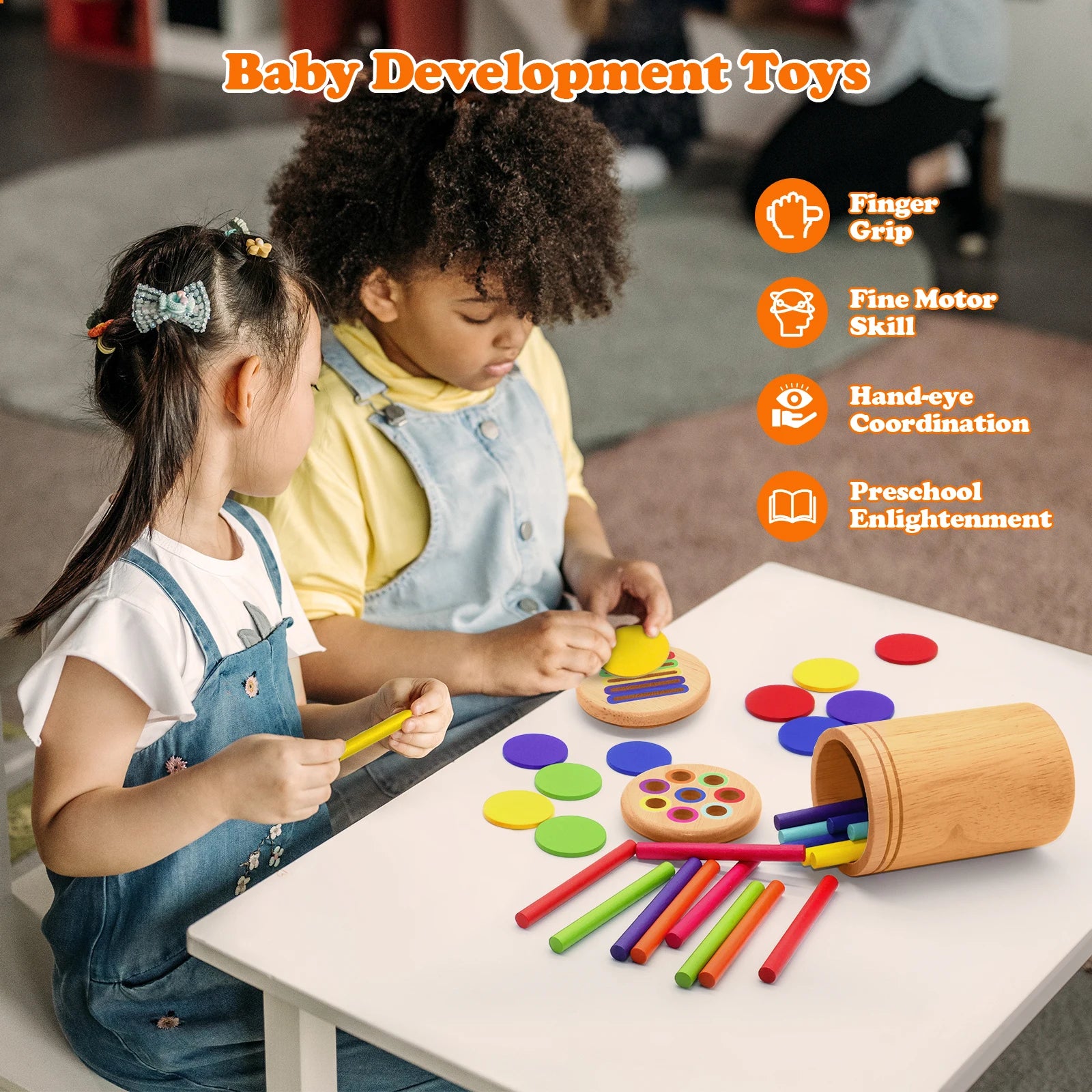 Montessori Houten Sorteerspeelgoed – Educatief Kleuren Spel (3-6 jaar)