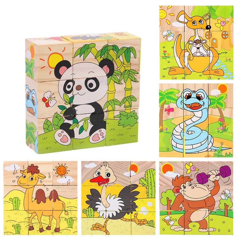 Montessori Houten Blokkenpuzzel – Educatief Babyspeelgoed 4-6 Jaar
