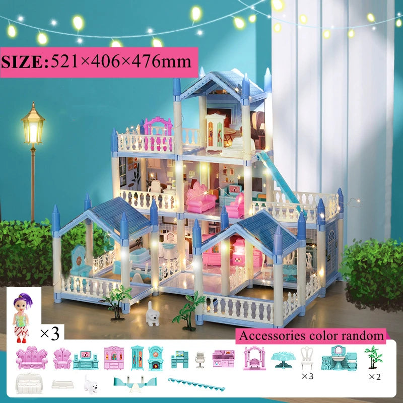 3D DIY Poppenhuis Set – Miniaturen met Meubels & LED Verlichting