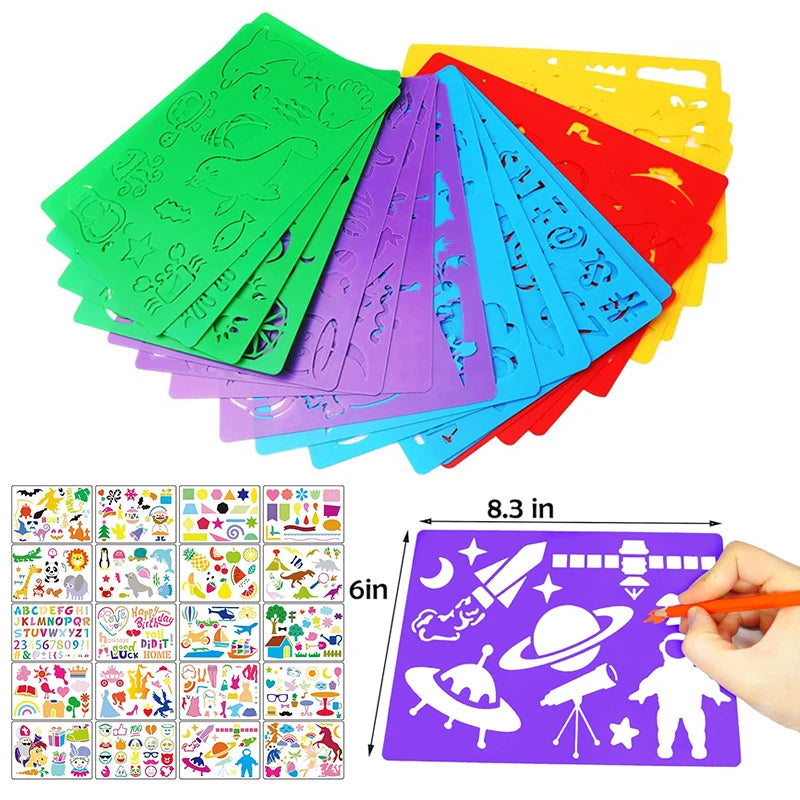 Tekenstencils Kinderen – 300+ Patronen Educatieve Tekenset 3+ Jaar