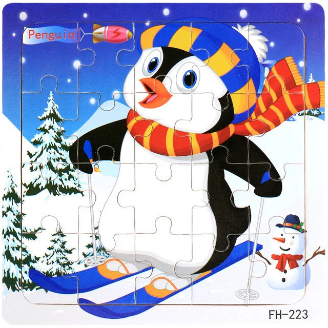 3D Houten Dierenpuzzel – 20 Stuks Cartoon Speelgoed (3-6 jaar)