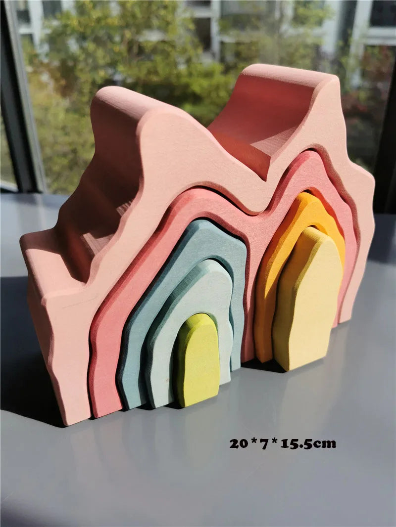 Montessori Houten Regenboog Stapelblokken – Duurzaam & Educatief