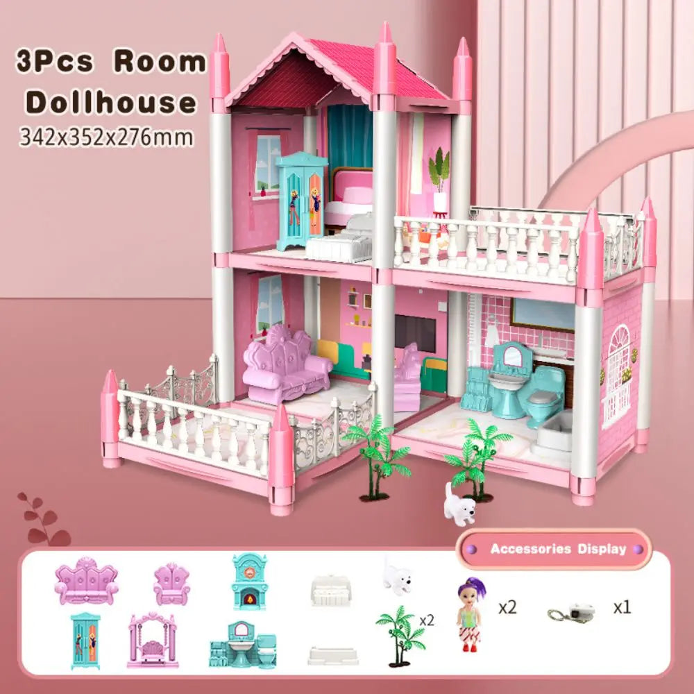 DIY 3D Poppenhuis Set – Cartoon Miniatuurhuis voor Kinderen 3+