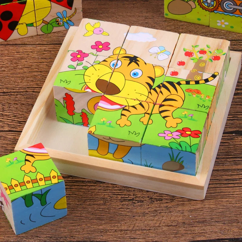 Montessori Houten Blokkenpuzzel – Educatief Babyspeelgoed 4-6 Jaar