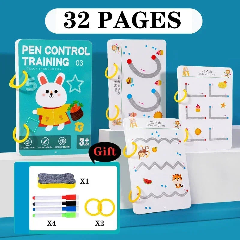 Montessori Pencontrole Tekenboek – 136 Pagina’s Educatief Schrijfplezier
