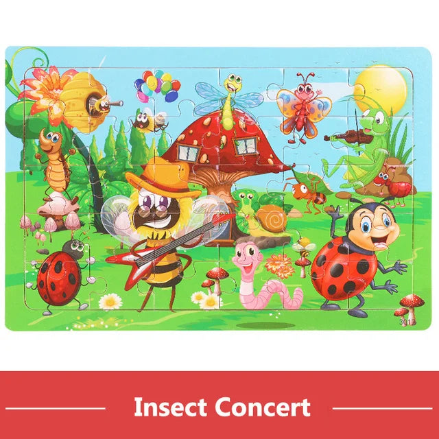 Montessori 3D Houten Puzzel – 30 Stuks Dierenbouwspel (3-6 jaar)