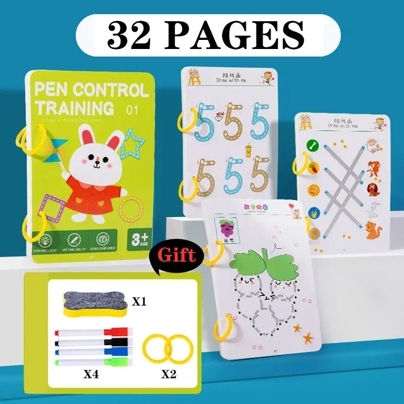 Montessori Pencontrole Tekenboek – 136 Pagina’s Educatief Schrijfplezier