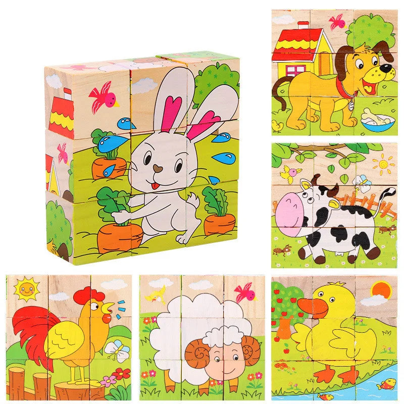 Montessori Houten Blokkenpuzzel – Educatief Babyspeelgoed 4-6 Jaar
