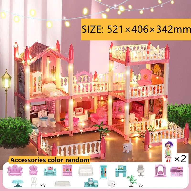 3D DIY Poppenhuis Set – Miniaturen met Meubels & LED Verlichting