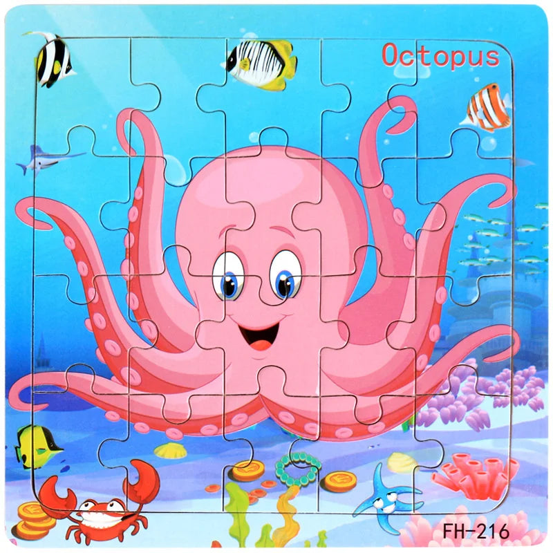 3D Houten Dierenpuzzel – 20 Stuks Cartoon Speelgoed (3-6 jaar)