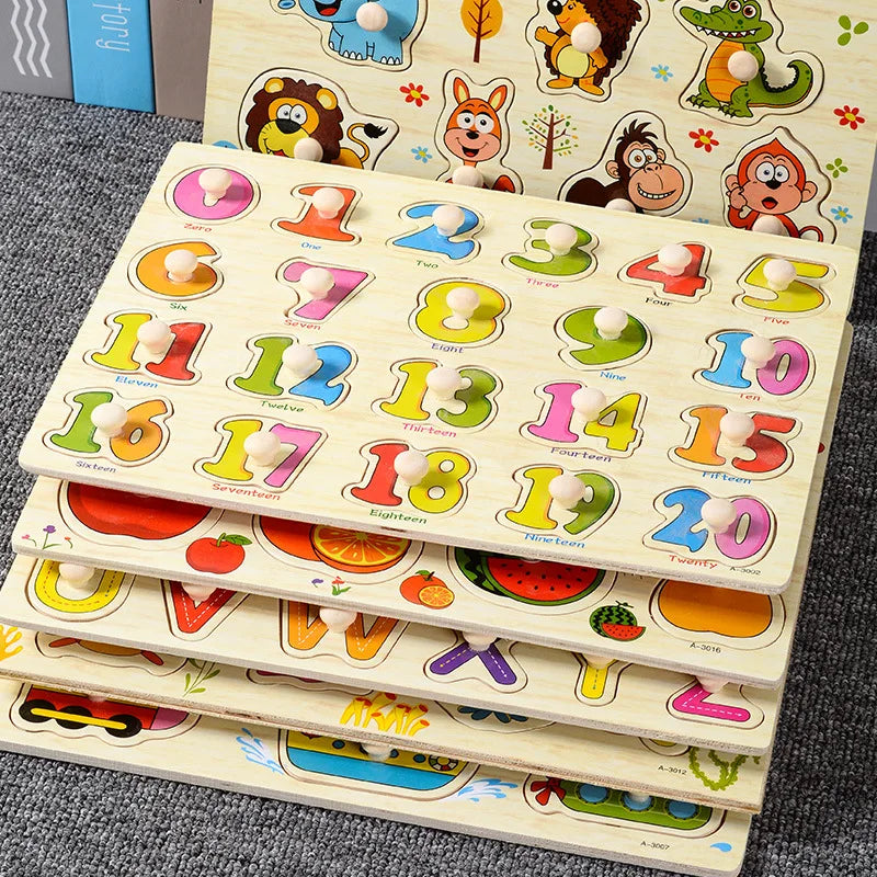 Montessori Houten Puzzel voor Baby’s – Peg Speelgoed (1-3 jaar)