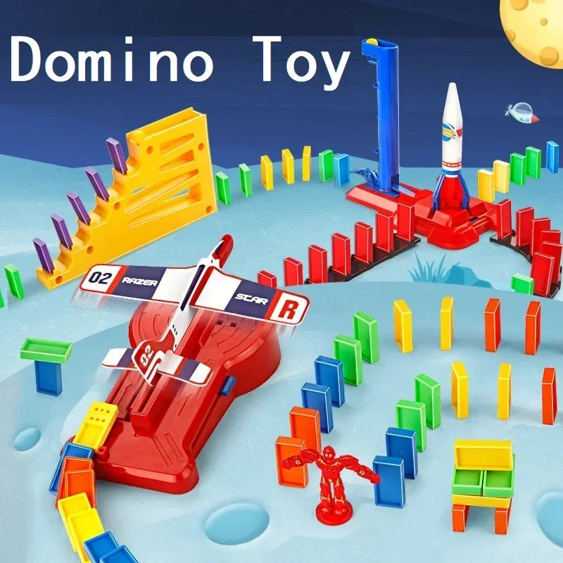 Gemotoriseerde Domino Set 120 Stuks – Vliegtuig & Raket Speelgoed