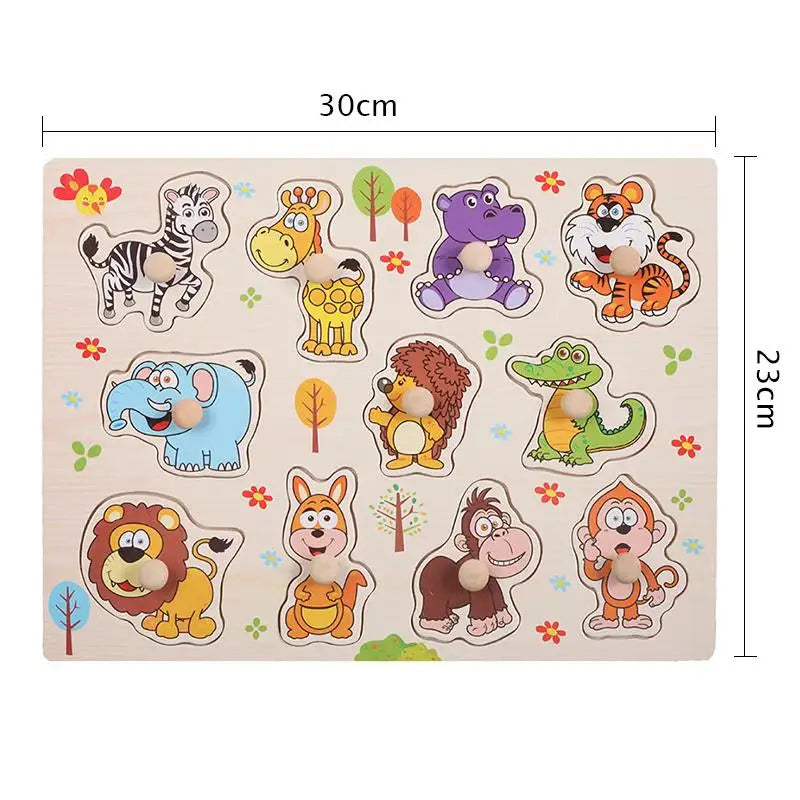 Montessori Houten Puzzel voor Baby’s – Peg Speelgoed (1-3 jaar)