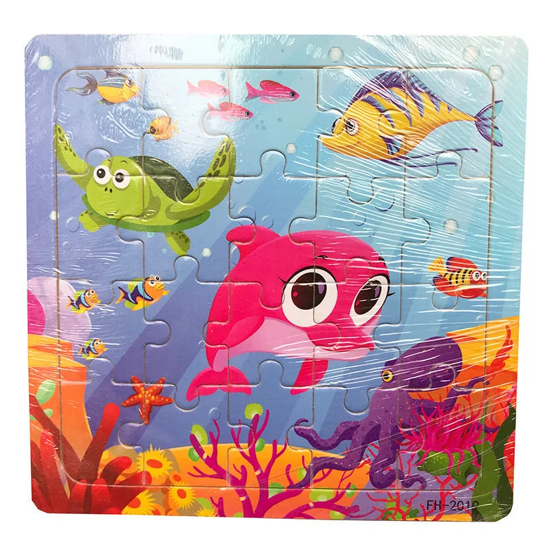 3D Houten Dierenpuzzel – 20 Stuks Cartoon Speelgoed (3-6 jaar)